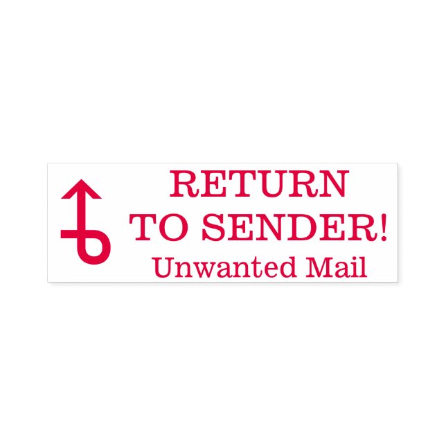 "RÜCKKEHR ZUM SENDER!", "Ungewollte Post" Gummi-Br Permastempel (Design)