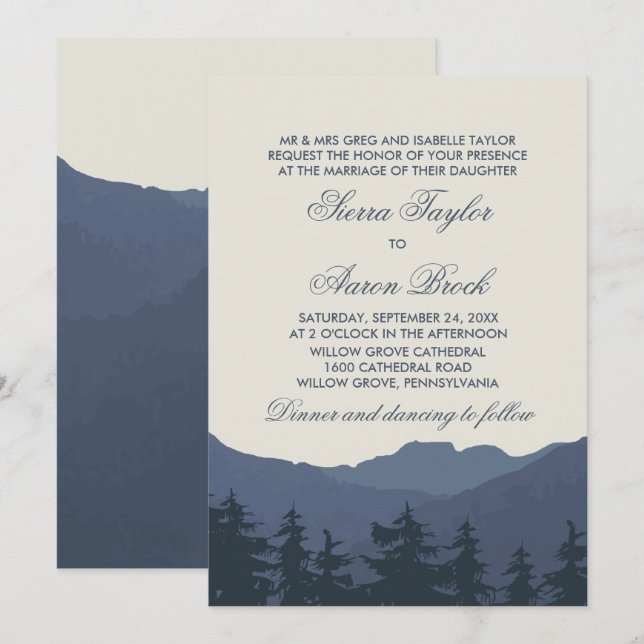 Rückkehr zur feierlichen Hochzeit in den Bergen Einladung (Vorne/Hinten)