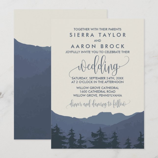 Rückkehr zur Hochzeit der Berge Einladung (Vorne/Hinten)