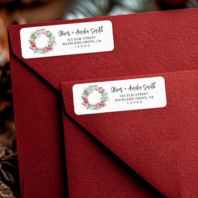 Rückkehrschild für Weihnachtsfeiertage (Simple & elegant 🎄 Send festive cheer with this classic holiday wreath label.)