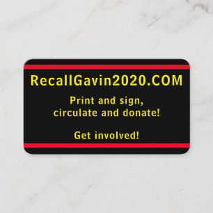Rückrufaktion Gavin 2020 Visitenkarte