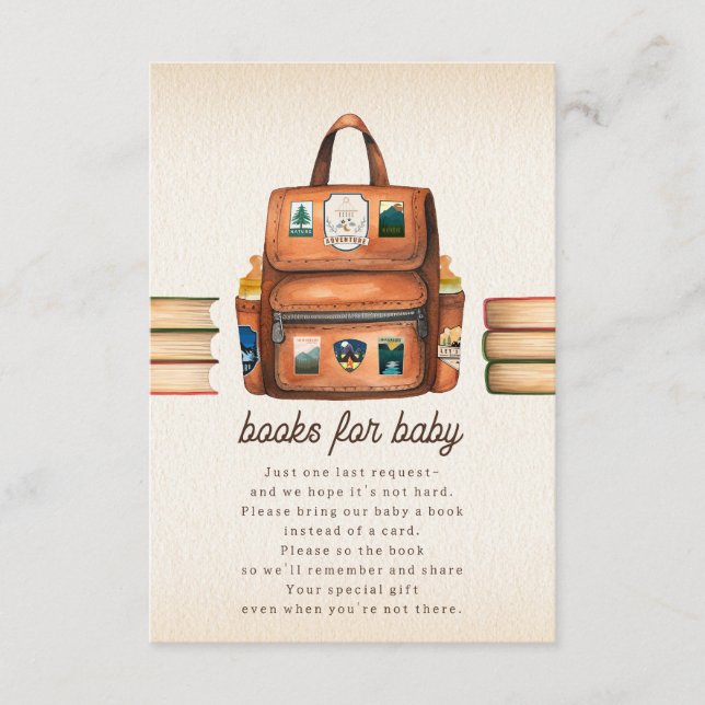 Rucksack + Flaschen Babydusche Buchungsanfrage Begleitkarte (Vorderseite)