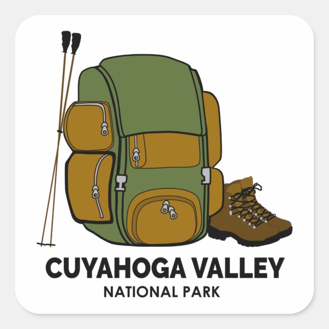 Rucksack für den Nationalpark Cuyahoga Quadratischer Aufkleber (Vorderseite)