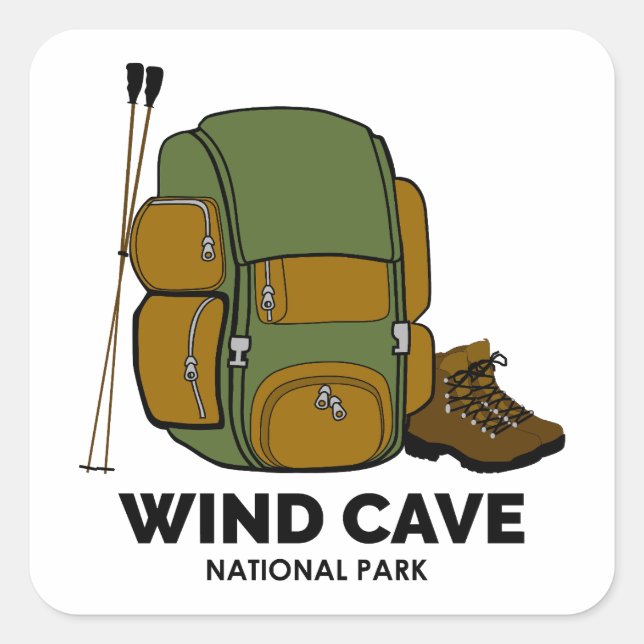 Rucksack für den Nationalpark der Windhöhle Quadratischer Aufkleber (Vorderseite)