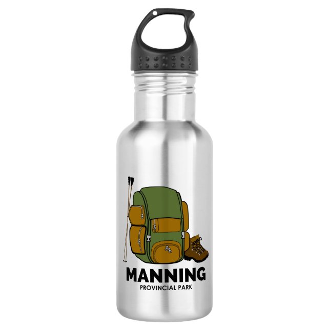Rucksack für den Nationalpark Manning Edelstahlflasche (Vorderseite)