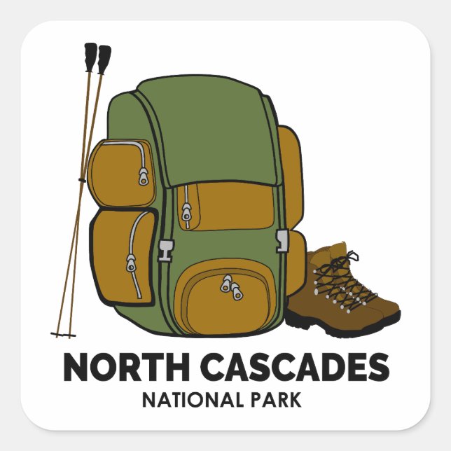 Rucksack für den Nationalpark North Cascades Quadratischer Aufkleber (Vorderseite)