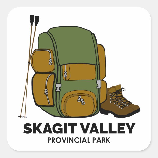 Rucksack für den Nationalpark Skagit Valley Quadratischer Aufkleber (Vorderseite)