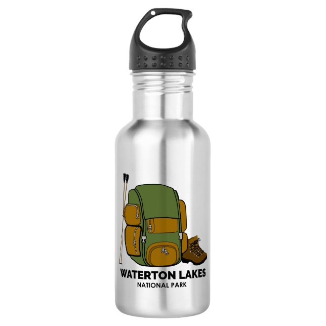 Rucksack für den Nationalpark Waterton Seen Edelstahlflasche (Vorderseite)