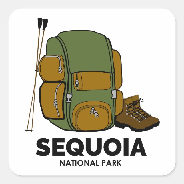 Rucksack für den Sequoia-Nationalpark Quadratischer Aufkleber (Vorderseite)