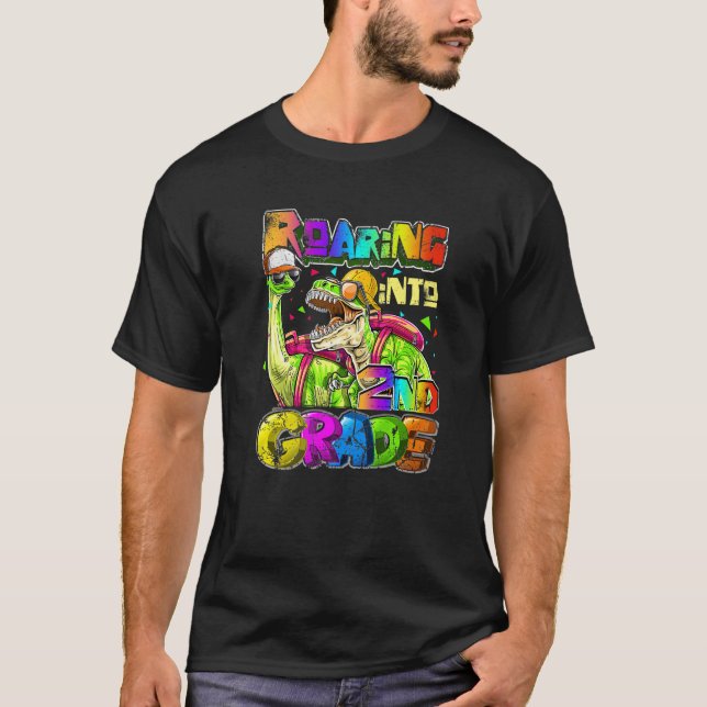 Rucksack für Dinosaurier der zweiten Klasse Zurück T-Shirt (Vorderseite)