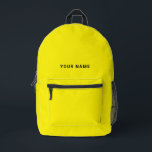 Rucksack-Gelb-Schwarz-Individuelle Name Bedruckter Rucksack<br><div class="desc">Dieses coole Rucksack passt sich einfach an und fügt Ihren Namen oder Ihren eigenen Text hinzu. Ein cooles und modernes Design in Gelb und Schwarz mit einem durchsichtigen serifenlosen Schriftart, für ein modernes, berufliches und edgy Aussehen, perfekt als Geschenk für Unis, Schüler, Gymnasiasten, Kinder. Der Rucksack kann in jeder Farbe...</div>