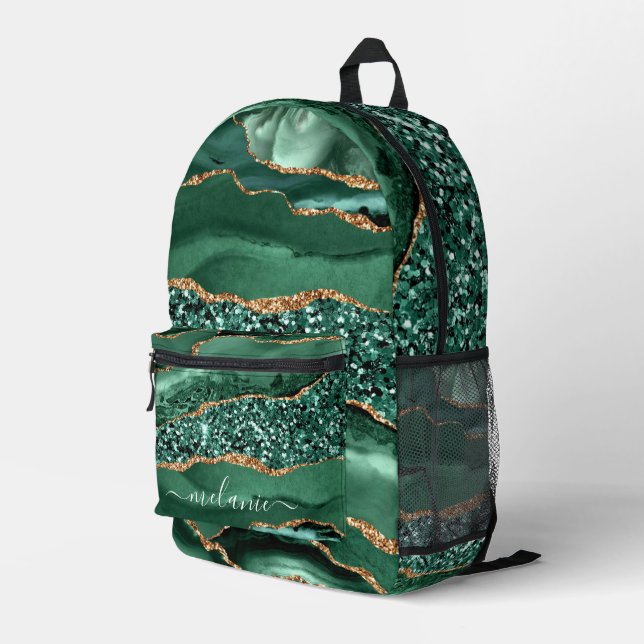 Rucksack-Individuelle Name aus grünem Gold Bedruckter Rucksack (Rückseitige Ecke Rechts)