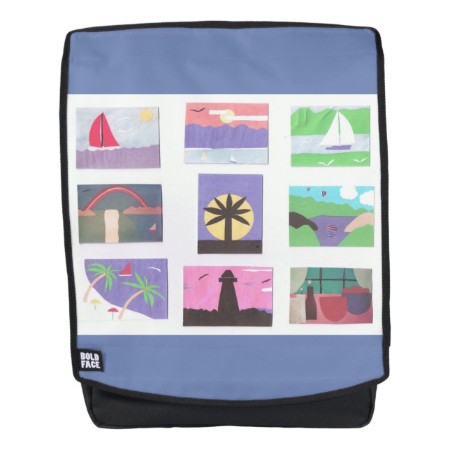 Rucksack mit farbenfrohen Nature Designs (Vorderseite)