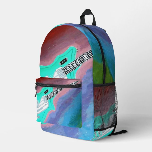Rucksack mit grüner Gitarre (Rückseitige Ecke Rechts)