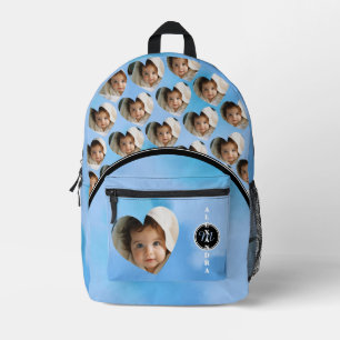 Rucksack mit individuellem Babyfoto und Monogramm