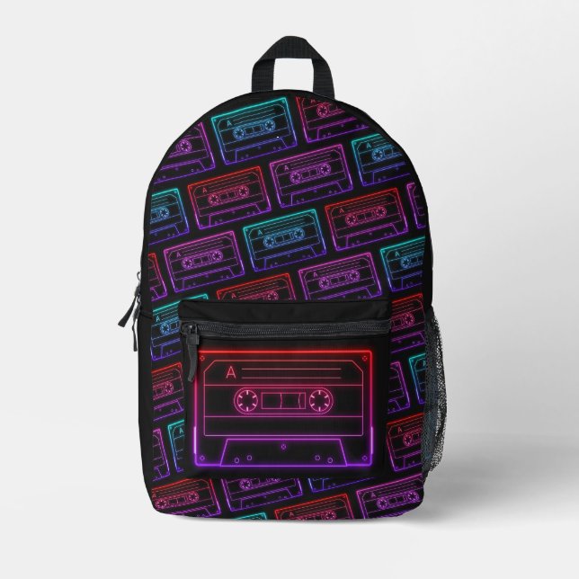 Rucksack mit Neon Multicolor-Kassettenmuster (Vorderseite)