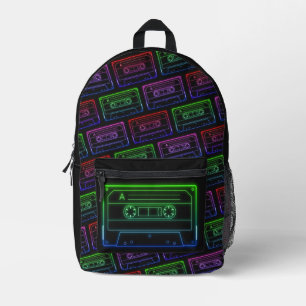Rucksack mit neonfarbenem Kassettendesign in Multi