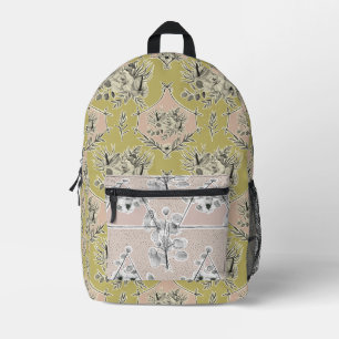 Rucksack mit pastellfarbenen Blumenelementen