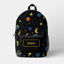 Rucksack mit Raketenschiff und Sonnensystem-Design