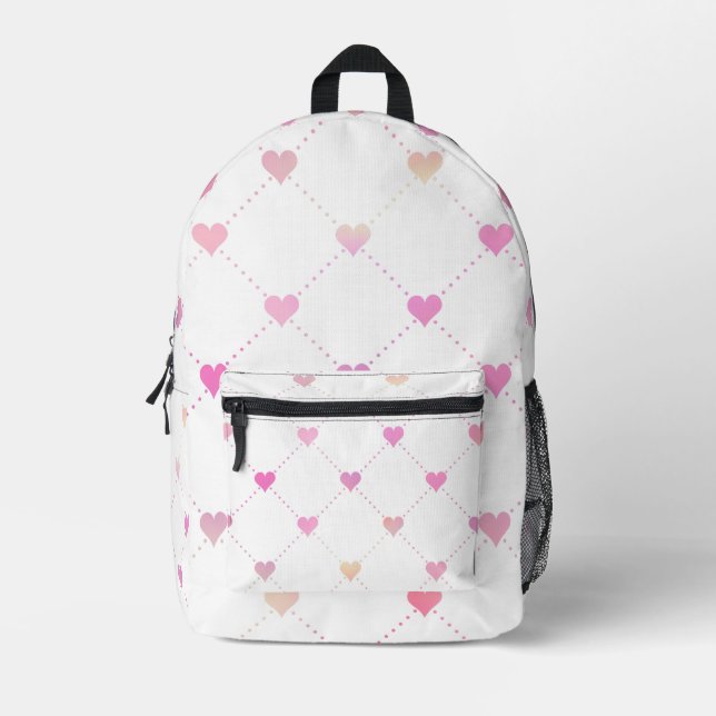 Rucksack mit rosa Herz Muster – süßes Diamantgitte (Vorderseite)