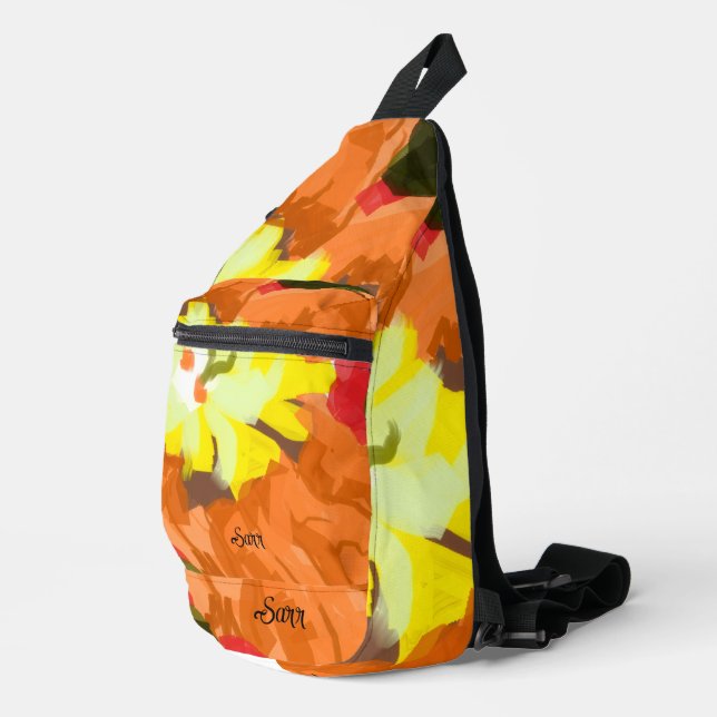 Rucksack : Orange Gelbe Blume . (Rechte Ecke)