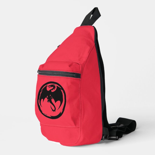 Rucksack-Rucksack aus schwarzem Drachenkorallen Crossbody Bag (Rechte Ecke)