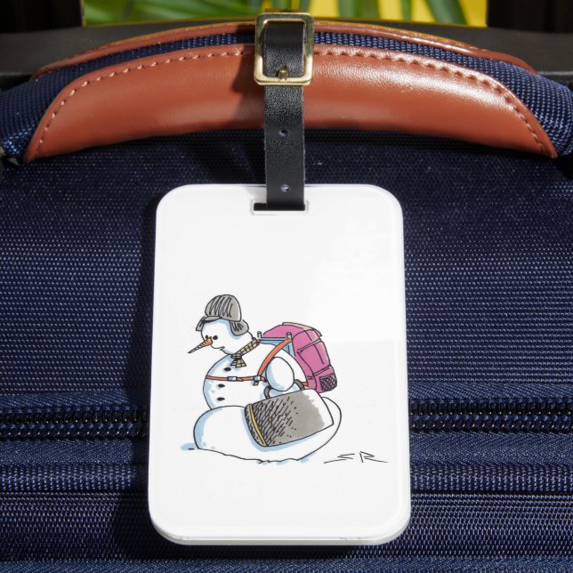 Rucksack-Schneemann-Gepäckanhänger Gepäckanhänger (Vorderseite Insitu 2)