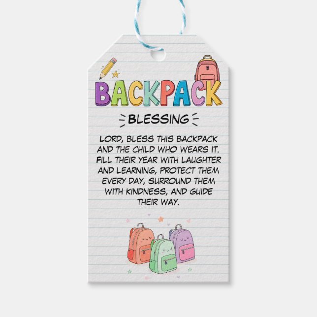 Rucksack-Segen-Doppelseitiges Etikett Geschenkanhänger (Vorderseite)
