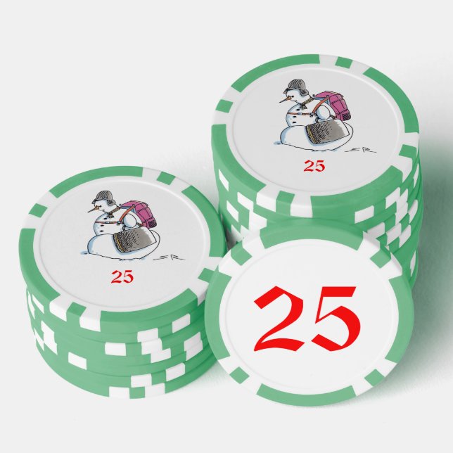 Rucksack Snowman green 25 gestreifter Poker Chip (Stapel)