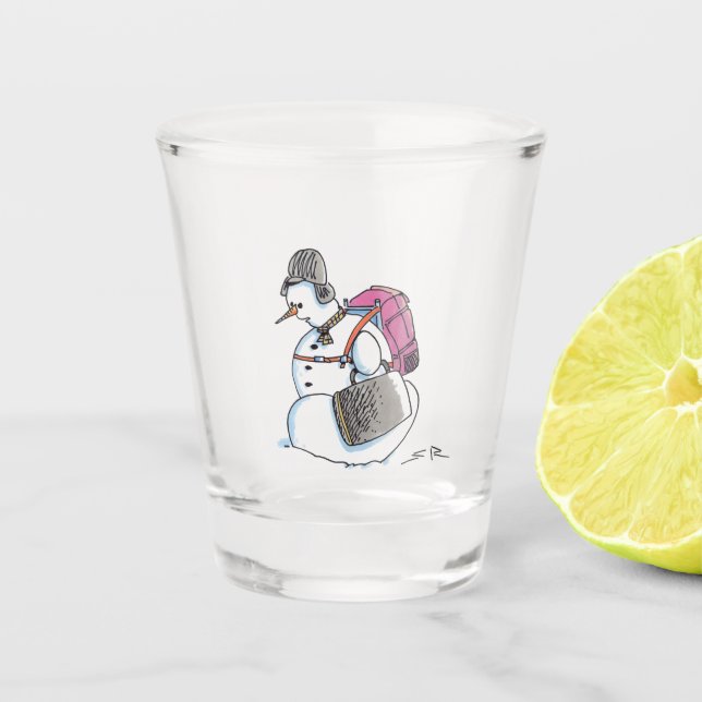 Rucksack Snowman Klarglas Schnapsglas (Vorderseite)