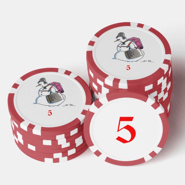 Rucksack Snowman Red 5 Streifen Poker Chip (Stapel)