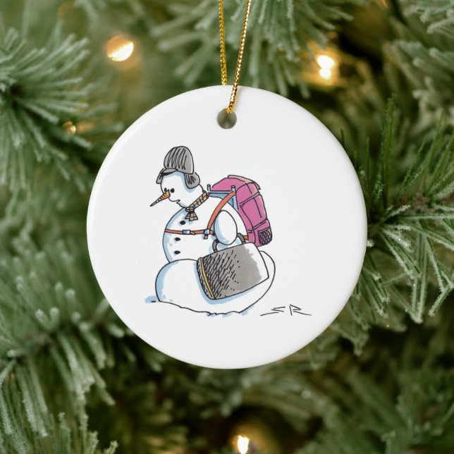 Rucksack Snowman weiße Keramik Weihnachtsschmuck (Baum)