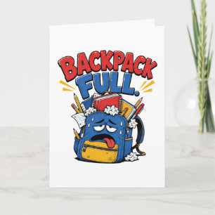 Rucksack Voll Lustiger Cartoon-Student zum Zurück Karte