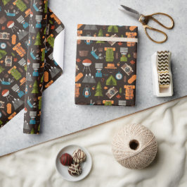 Rucksack-Zelt-Bushcraft-Camping-Muster 2 Geschenkpapier