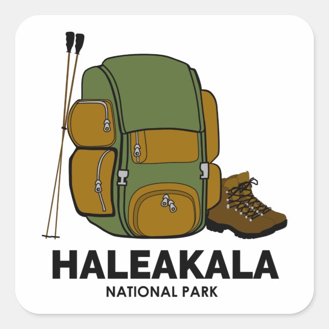 Rucksack zum Haleakala Nationalpark Quadratischer Aufkleber (Vorderseite)