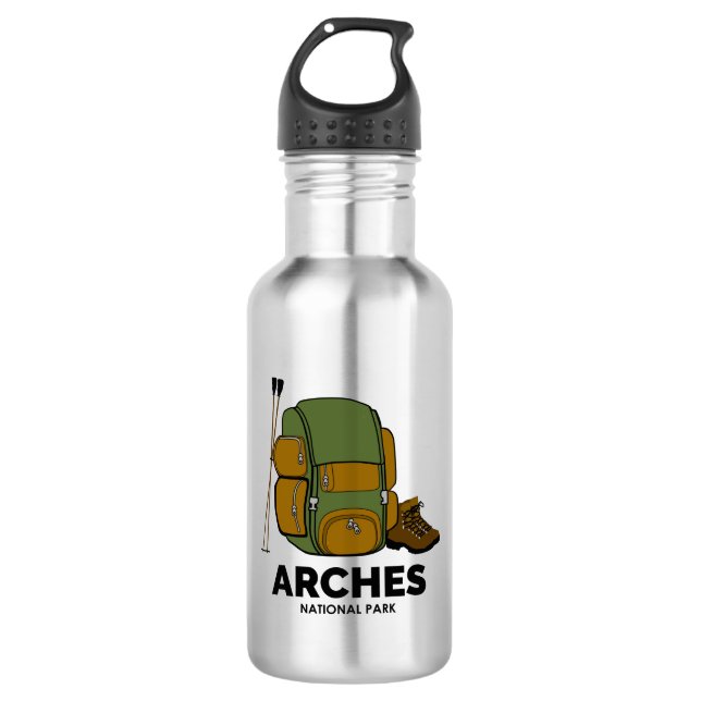 Rucksack zum Nationalpark Arches Edelstahlflasche (Vorderseite)