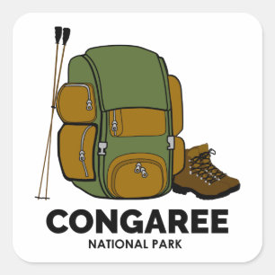 Rucksack zum Nationalpark Congaree Quadratischer Aufkleber