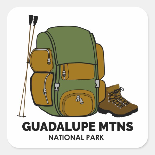 Rucksack zum Nationalpark Guadalupe Quadratischer Aufkleber (Vorderseite)
