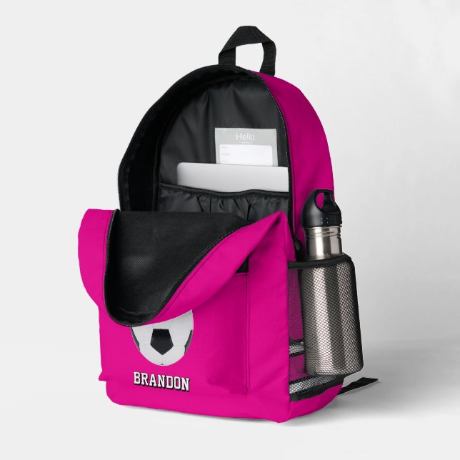 Rucksäcke aus dem Fußball rosa personalisierte Spi (Rückseitige Ecke links (Offen) )