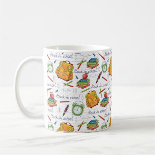 Rucksäcke, Bücher und Stifte Cartoon Muster Kaffeetasse