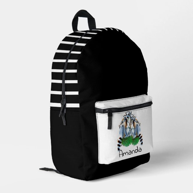 Rucksäcke für Personalisierte Lemuren in Schwarz u (Rückseitige Ecke links)