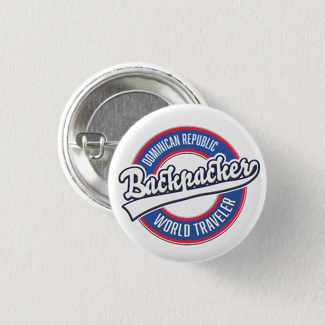 Rucksacktouristen aus der Dominikanischen Republik Button (Vorne & Hinten)