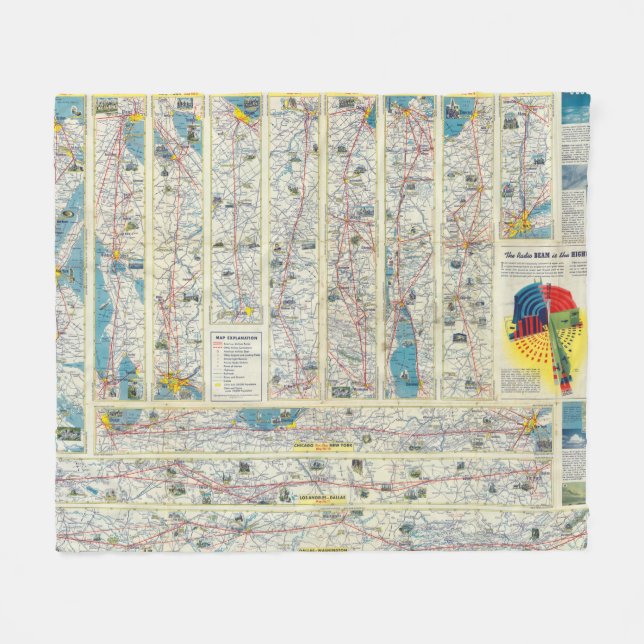 Rückseite-American Airlines-Systemskarte Fleecedecke (Vorderseite (Horizontal))