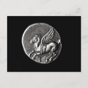 Rückseite der Münze mit Pegasus Postkarte