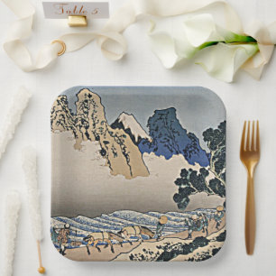 Rückseite des Fuji-Berges vom Minobu-Fluss Hokusai Pappteller