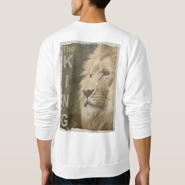 Rückseite Print Pop Art Lion Leiter der King Men's Sweatshirt (Rückseite)