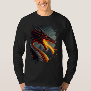 Rückseitendruck Schrecklicher feuerspeiender Feuer T-Shirt