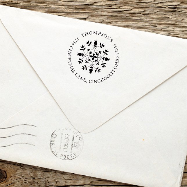 Rücksendeadresse Ascona-Locarno Permastempel (Simple holiday snowflake emblem return address self inking stamp.)