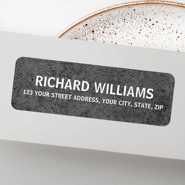 Rücksendeadresse aus dunklem Industribeton (Dark industrial concrete masculine return address label)
