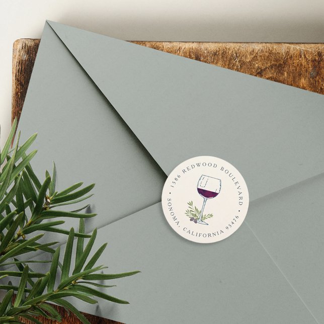 Rücksendeadresse aus Weinglas Runder Aufkleber (Von Creator hochgeladen)